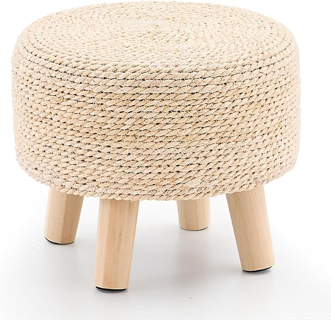🌿✨ Natural Seagrass Ottoman 🪑 Cozy Footrest for Any Space 🌸🏡