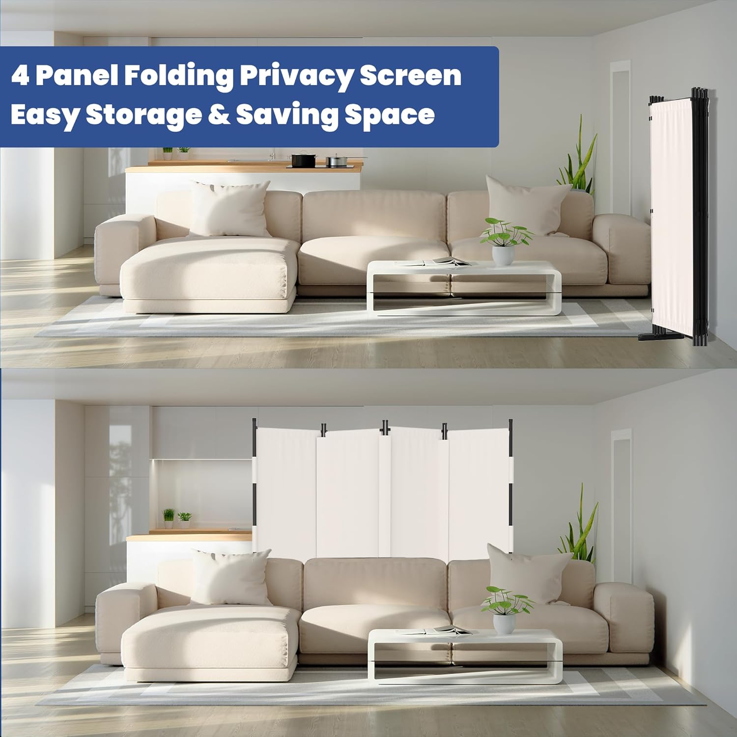 🪵✨ Folding Room Divider Screen 🌿 Privacy Partition Panel 🏡💫