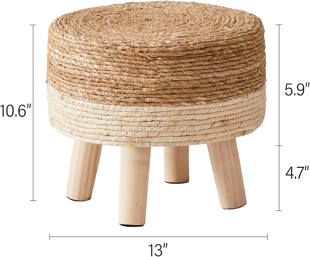 🌿✨ Natural Seagrass Ottoman 🪑 Cozy Footrest for Any Space 🌸🏡