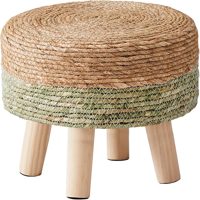 🌿✨ Natural Seagrass Ottoman 🪑 Cozy Footrest for Any Space 🌸🏡