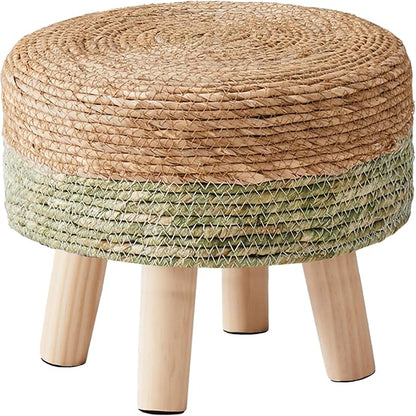🌿✨ Natural Seagrass Ottoman 🪑 Cozy Footrest for Any Space 🌸🏡