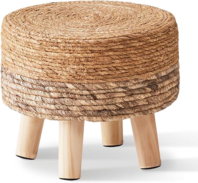 🌿✨ Natural Seagrass Ottoman 🪑 Cozy Footrest for Any Space 🌸🏡