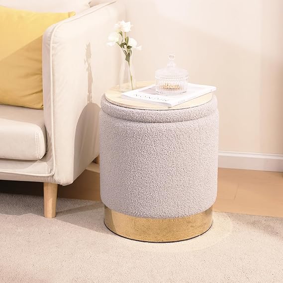 🛋️ Round Storage Ottoman 🗄️ | Cozy Foot Rest Seat 🌿 | Hidden Storage Cube ✨ | Modern Home Essential 🏡