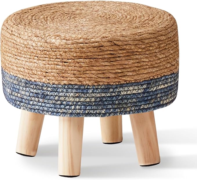 🌿✨ Natural Seagrass Ottoman 🪑 Cozy Footrest for Any Space 🌸🏡