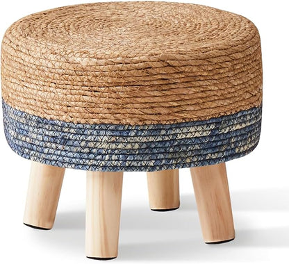 🌿✨ Natural Seagrass Ottoman 🪑 Cozy Footrest for Any Space 🌸🏡