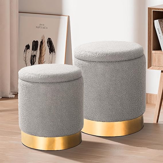 🛋️ Round Storage Ottoman 🗄️ | Cozy Foot Rest Seat 🌿 | Hidden Storage Cube ✨ | Modern Home Essential 🏡