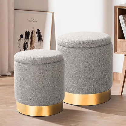 🛋️ Round Storage Ottoman 🗄️ | Cozy Foot Rest Seat 🌿 | Hidden Storage Cube ✨ | Modern Home Essential 🏡