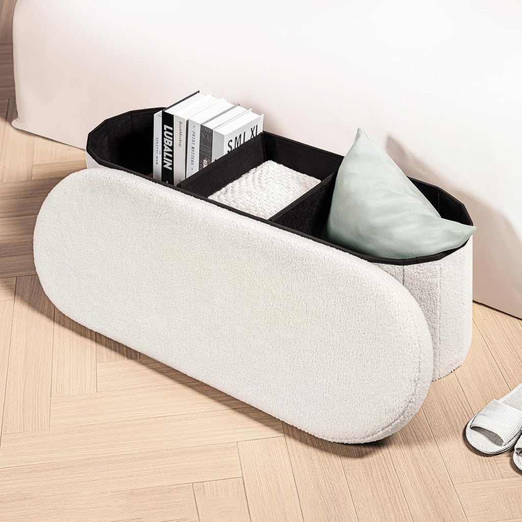 🟤✨ Foldable Storage Ottoman 🪑 Multifunctional Seat & Organizer 🏡💫