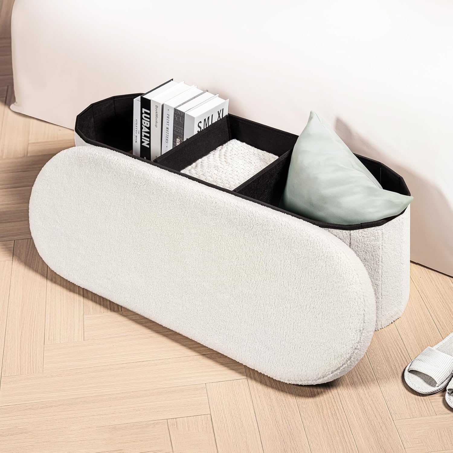 🟤✨ Foldable Storage Ottoman 🪑 Multifunctional Seat & Organizer 🏡💫