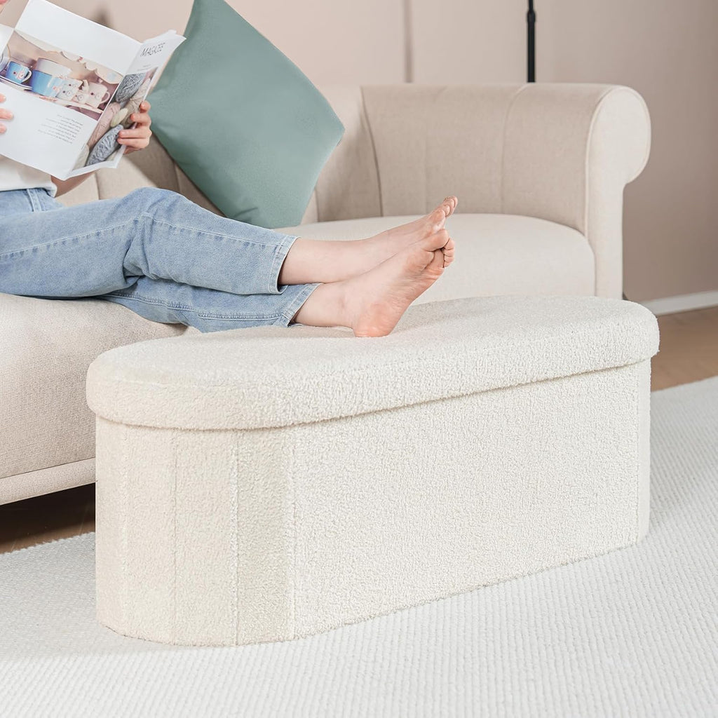 🟤✨ Foldable Storage Ottoman 🪑 Multifunctional Seat & Organizer 🏡💫