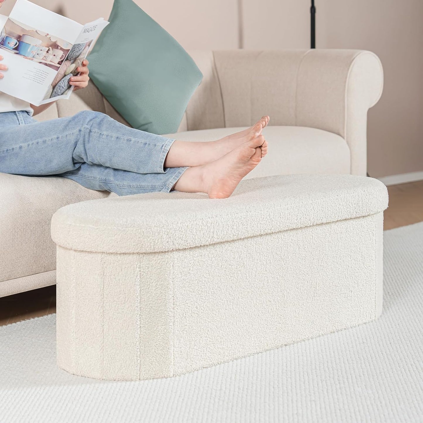 🟤✨ Foldable Storage Ottoman 🪑 Multifunctional Seat & Organizer 🏡💫