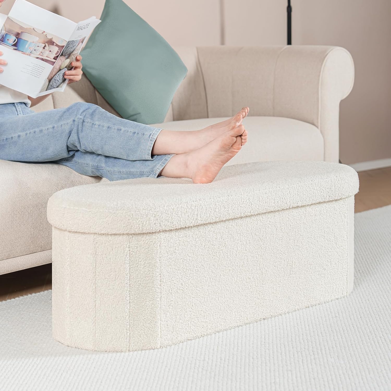 🟤✨ Foldable Storage Ottoman 🪑 Multifunctional Seat & Organizer 🏡💫